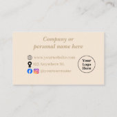 シンプルなベージュのミニマルデザイン ロイヤリティカード (裏面)