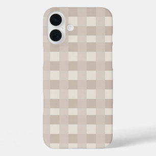シンプルなベージュの市松模様デザイン iPhone 16 PLUSケース