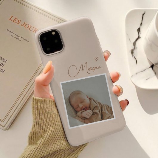 シンプルなベージュの手書きフォントのカスタム写真 Case-Mate iPhoneケース