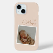 シンプルなベージュの手書きフォントのカスタム写真 Case-Mate iPhoneケース (裏面)