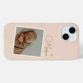 シンプルなベージュの手書きフォントのカスタム写真 Case-Mate iPhoneケース (裏面 (横))