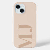 シンプルなベージュの特大イニシャル オーダーメイド Case-Mate iPhoneケース (裏面)