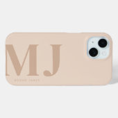 シンプルなベージュの特大イニシャル オーダーメイド Case-Mate iPhoneケース (裏面 (横))