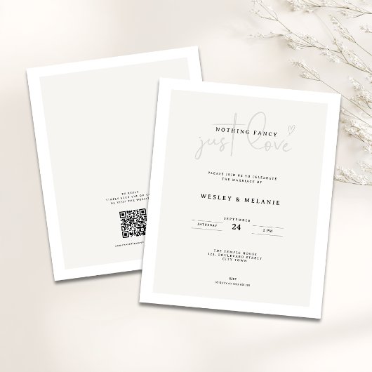 シンプルなベージュの結婚式QRコード
