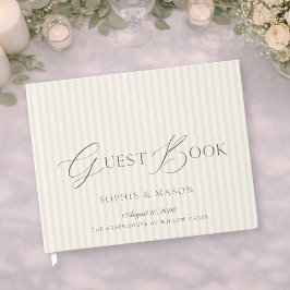 シンプルなベージュストライプの結婚式ゲストブック ゲストブック