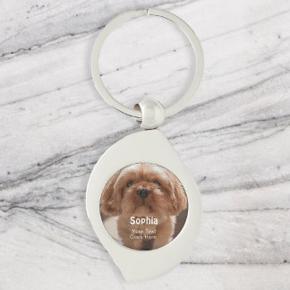 シンプルなペットの犬の名前フォト キーホルダー