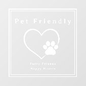 シンプルなペットフレンドリー ハート パウ プリント ウィンドウサイン (シート)