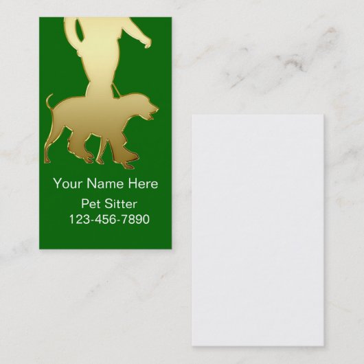 シンプルなペット付き添いの名刺 名刺 (正面/裏面)