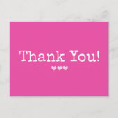 シンプルなホットピンク あなたのテキストを入力してください ありがとう ポストカード (正面)