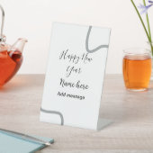 シンプルなホリデーグレーの新年の名前メッセージ 台座サイン (インサイチュ)