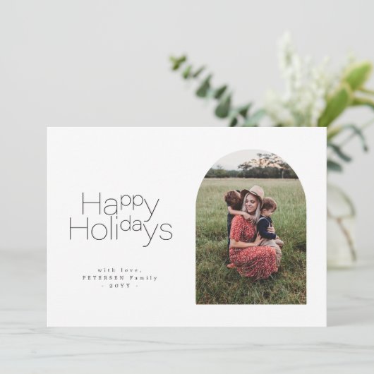 シンプルなホリデーシーズン ミニマル マルチ写真 シーズンカード (スタンド正面)