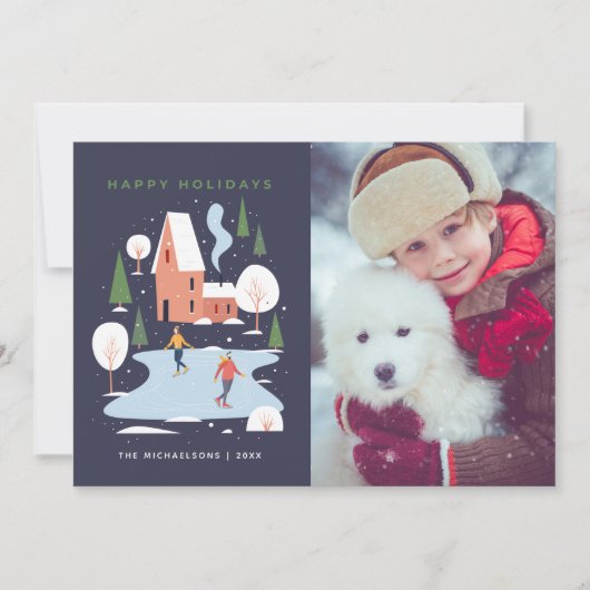 シンプルなホリデー ウィンター シーン シーズンカード (正面)