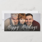 シンプルなホリデー スクリプト ミニマリスト フォト シーズンカード (正面)