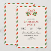 シンプルなホリーのクリスマスパーティー招待状 招待状 (正面/裏面)