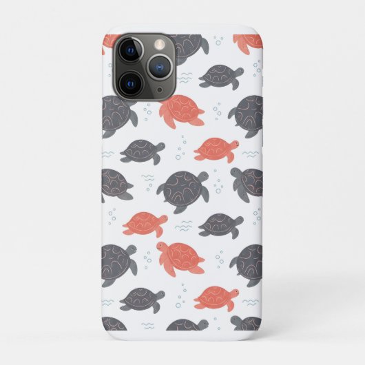 シンプルなホワイトとグレーのウミガメ模様 Case-Mate iPhoneケース (裏)