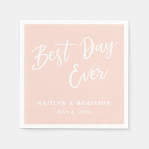 シンプルなホワイトの手書きで「Best Day Ever」をピンクのグラデーションカラーに スタンダードカクテルナプキン