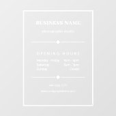 シンプルなホワイトオフィス 開店時間 ウィンドウサイン (シート)