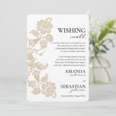 シンプルなホワイトゴールドのエレガントな花の願い事の井戸 招待状 (スタンド正面)
