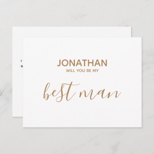 シンプルなホワイトゴールドのリングをお願い、結婚式のベストマンになってくれる? インビテーションポストカード (正面/裏面)