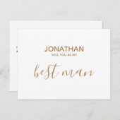 シンプルなホワイトゴールドの指輪を私のベストマンになってくれる? インビテーションポストカード (正面/裏面)