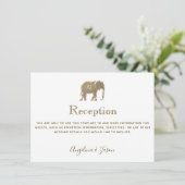 シンプルなホワイトゴールドの象のウェディングレセプションカード (スタンド正面)