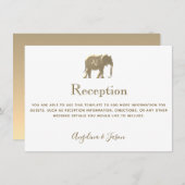 シンプルなホワイトゴールドの象の結婚式の受付カード (正面/裏面)