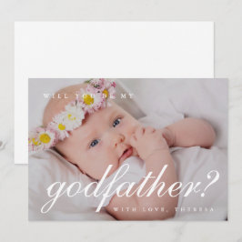 シンプルなホワイトスクリプト ゴッドファーザー 提案 フォト 招待状