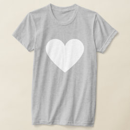 シンプルなホワイトハート モダンラブ グレー レディースTシャツ Tシャツ
