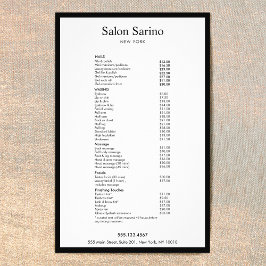 シンプルなホワイトビューティーサロンサービスメニュー チラシ