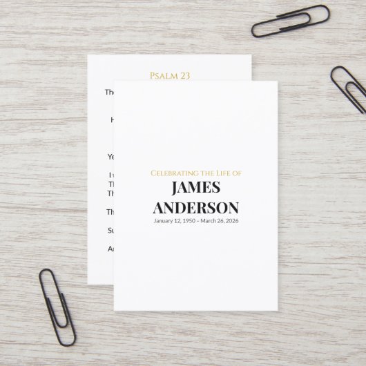 シンプルなホワイトメモリアル祈りカード 名刺 (正面/裏面インサイチュ)