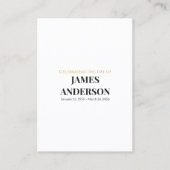 シンプルなホワイトメモリアル祈りカード 名刺 (正面)