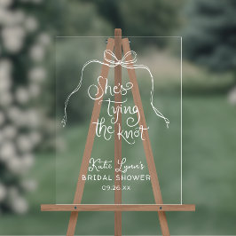 シンプルなホワイトリボン 結婚式前のお祝い アクリルサイン