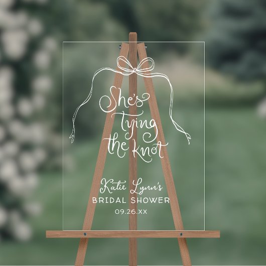 シンプルなホワイトリボン 結婚式前のお祝い アクリルサイン