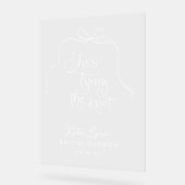 シンプルなホワイトリボン 結婚式前のお祝い アクリルサイン (傾斜)