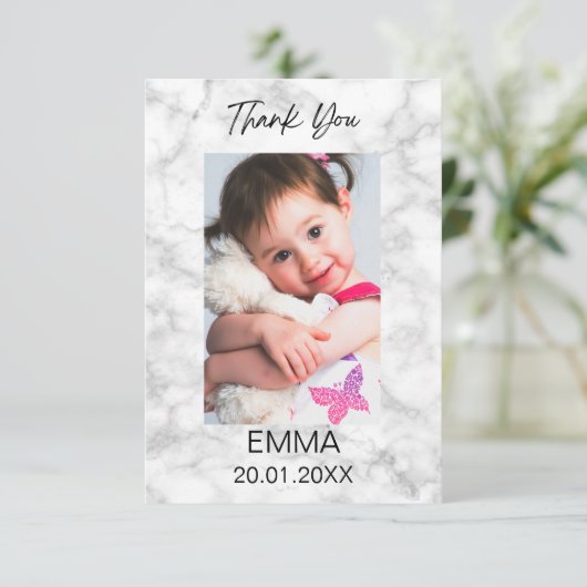 シンプルなホワイト大理石 サンキューカード (スタンド正面)