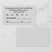 シンプルなホームドクターのアポイントメントカード 予約カード (正面/裏面)