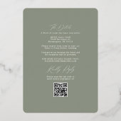 シンプルなボタニカルとRSVP QRコード アイボリー ウェディングローズ 箔招待状 (裏面)