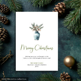 シンプルなボヘミアン風水彩画のラスティッククリスマスグリーティング シーズンカード