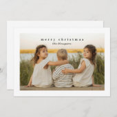シンプルなボーダー ファミリーフォト ホリデーカード (正面/裏面)