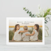 シンプルなボーダー ファミリー フォト ホリデー カード (スタンド正面)
