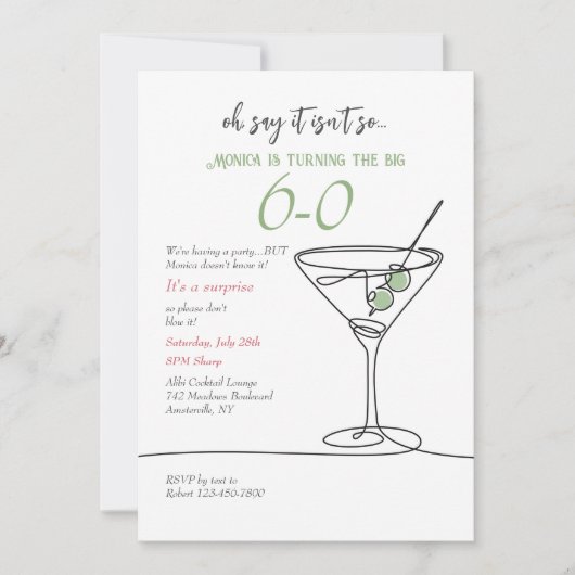 シンプルなマーティニー招待状 招待状 (正面)