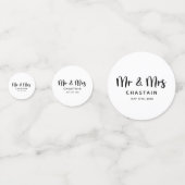 シンプルなミスター＆ミセス | 結婚式のモノグラム コンフェッティ (裏面)