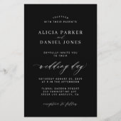 シンプルなミニマリストのブラックウェディング招待状（予算に優しい） チラシ (正面)