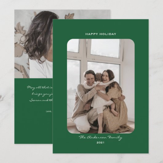 シンプルなミニマリストの清潔な写真のホリデーカード シーズンカード (正面/裏面)