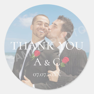 シンプルなミニマリストの結婚式のお礼の写真 ラウンドシール