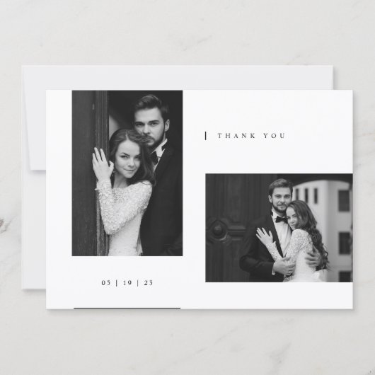 シンプルなミニマリストの結婚式の写真 サンキューカード (正面)