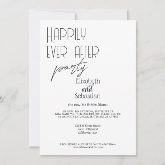 シンプルなミニマリストの結婚式パーティー 招待状 (正面)