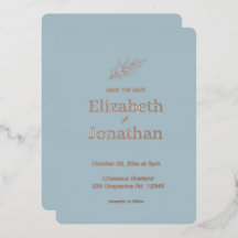 シンプルなミニマリストの葉の結婚式の Save the Date