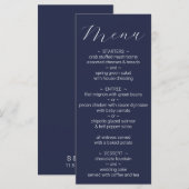 シンプルなミニマリストネイビーブルーの結婚式 メニュー (正面/裏面)
