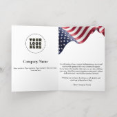 シンプルなミニマリスト企業向けアメリカ独立記念日USAフラグ 箔グリーティングカード (内側レイダウン)